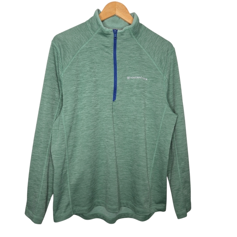 Vineyard Vines Mens Standard Green Sankaty Performance 1/2 Zip Pullover Large